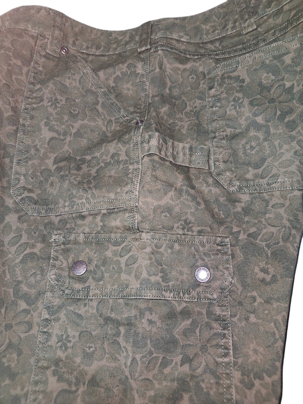 Duluth Trading Co Fkex Fire Hose Olive Floral Camo Cargo Pants 14x29, 8 Pockets! - Picture 12 of 13